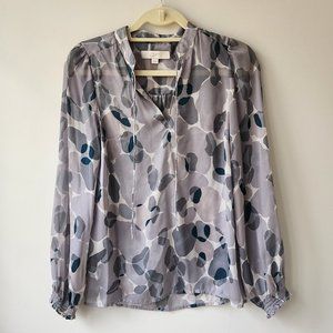 Loft Sheer Long Sleeve Blouse (Size XS) Abstract Print